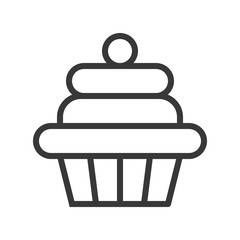 christmas cup cake icon decoration with candy.  editable outline