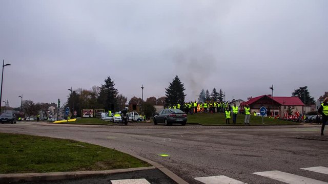A timelapse of the gilets jaunes (yellow vests) movement, who are blocking the roads of france to protest against the petrol price and Macron's political agenda.