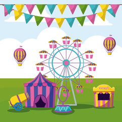 Obraz na płótnie Canvas amusement park with tents circus