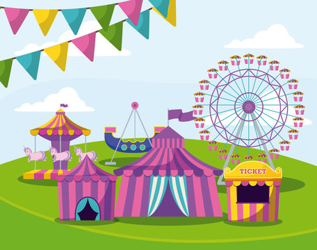 amusement park with tents circus