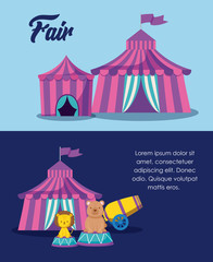 Obraz premium set circus tents with cute animals