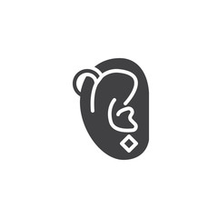 Ear piercing vector icon. filled flat sign for mobile concept and web design. Pierced ear simple solid icon. Symbol, logo illustration. Pixel perfect vector graphics