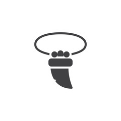 Tooth necklace vector icon. filled flat sign for mobile concept and web design. Pendant with shark tooth simple solid icon. Symbol, logo illustration. Pixel perfect vector graphics