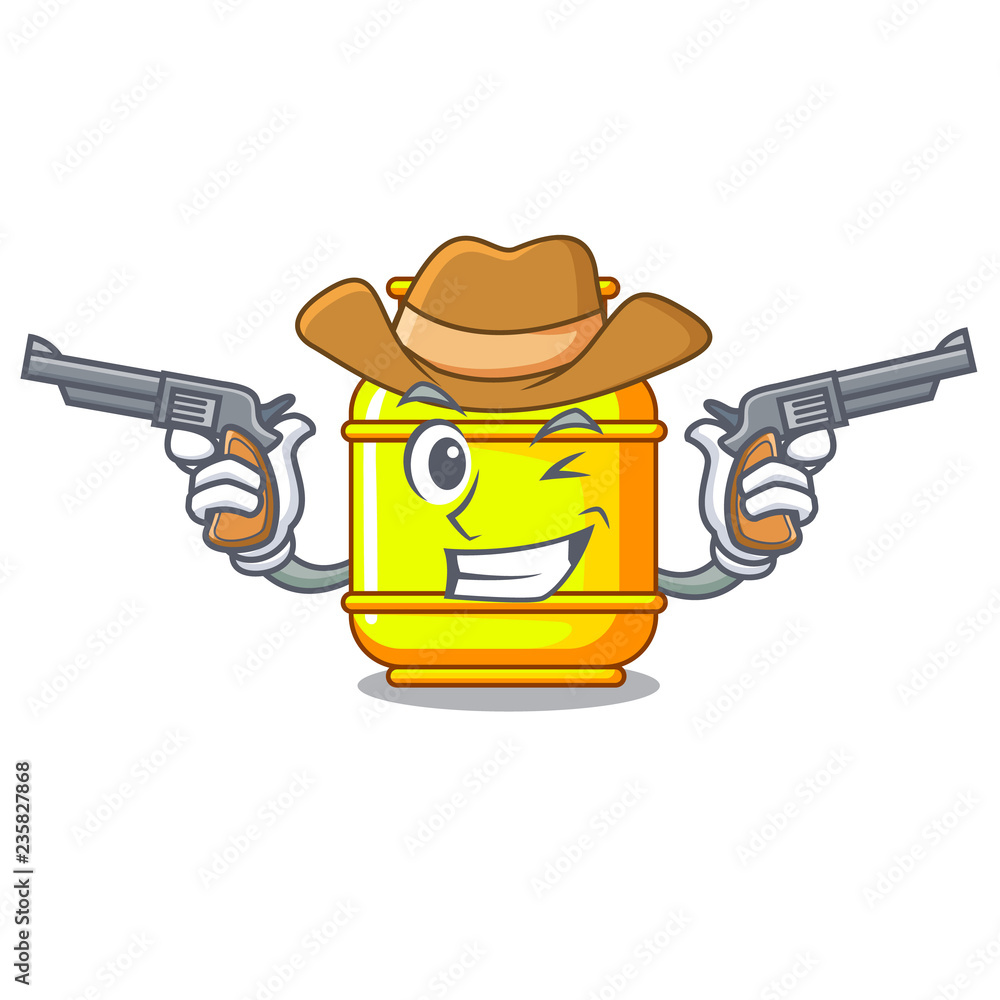 Sticker Cowboy flammable gas tank on cartoon the