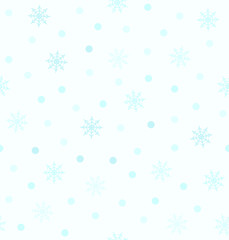 Naklejka na ściany i meble Cyan snowflake pattern with dots. Seamless vector