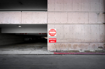 don not enter sign on parking garage