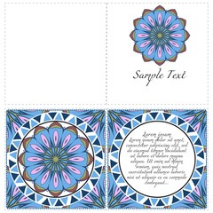 The front and rear side. mandala design elements. Invite templates . Wedding invitation, thank you card, save card, baby shower. Vector illustration