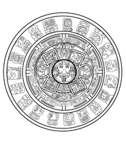 Maya calendar of Mayan or Aztec vector hieroglyph signs and symbols