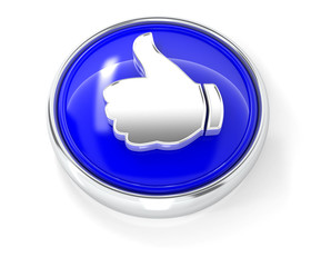 Like icon on glossy blue round button