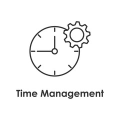 clock, gear, settings icon with name