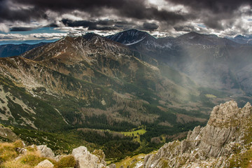 Jesień w Zachodnich Tatrach,widok z Czerwonych Wierchów.