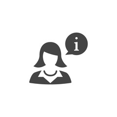 woman, information icon. Element of business plannin icon. Glyph icon for website design and development, app development. Premium icon