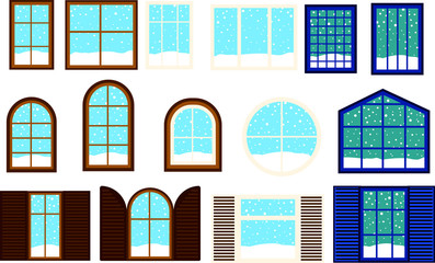 Wnter Snowfall Simple noon window set