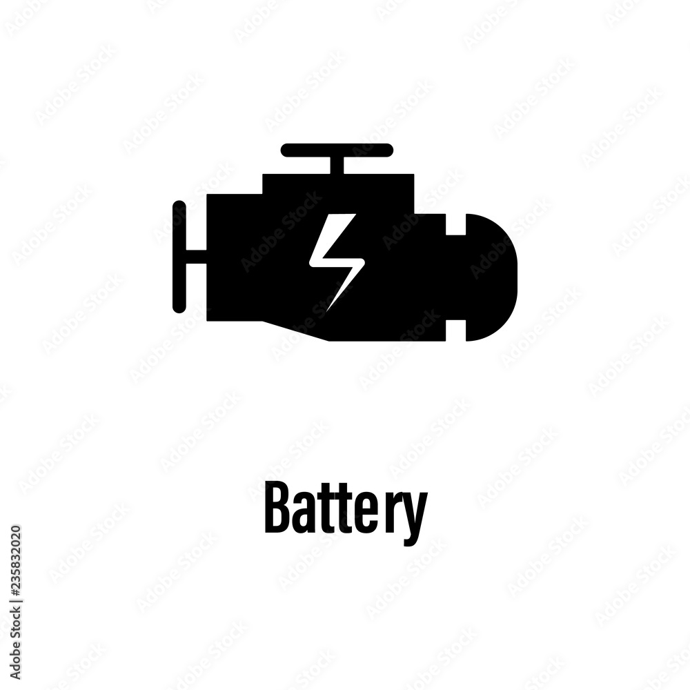 Poster battery icon with description. element of energy saving icon for mobile concept and web apps. detail