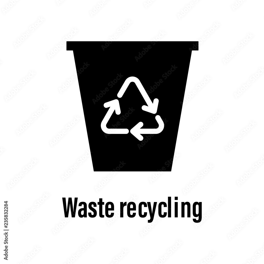 Aufkleber waste recycling icon with description. element of energy saving icon for mobile concept and web apps