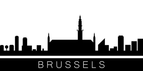 Brussels detailed skyline. Vector postcard illustration