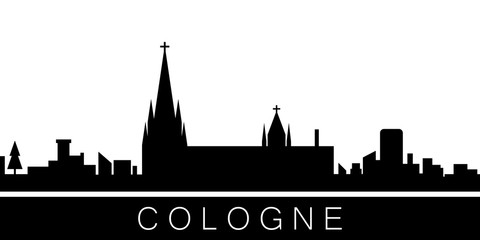 Cologne detailed skyline. Vector postcard illustration