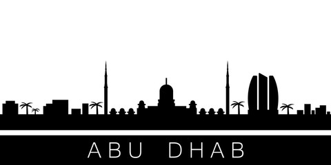 Naklejka premium Abu Dhabi detailed skyline. Vector postcard illustration