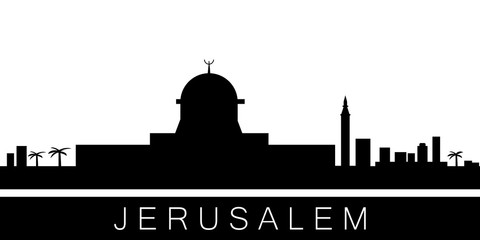 Fototapeta premium Jerusalem detailed skyline. Vector postcard illustration