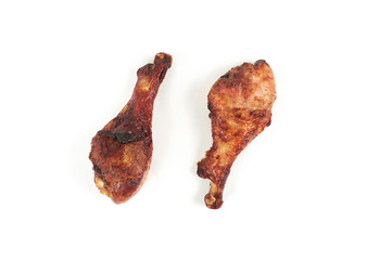 roasted turkey leg isolated on white background.