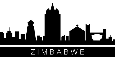 Zimbabwe detailed skyline. Vector postcard illustration - obrazy, fototapety, plakaty