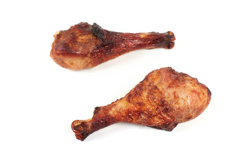 roasted turkey leg isolated on white background.