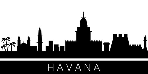 Naklejka premium Havana detailed skyline. Vector postcard illustration