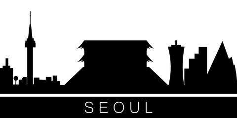 Obraz premium Seoul detailed skyline. Vector postcard illustration
