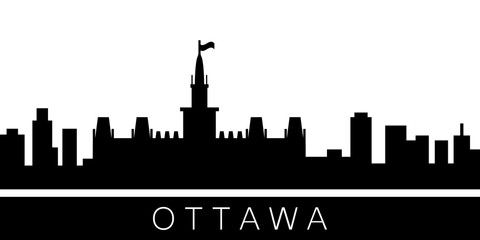 Ottawa detailed skyline. Vector postcard illustration