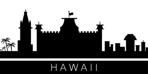 Obraz premium Hawaii detailed skyline. Vector postcard illustration