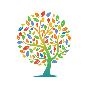 Colorful tree logo design
