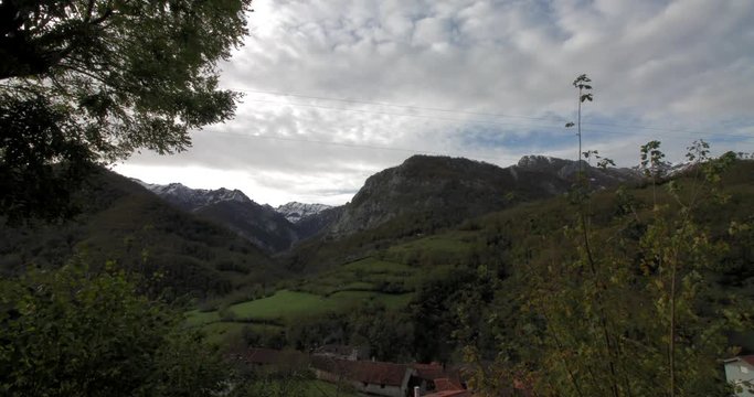 Time-lapse view of mountains from Caleao, In Parque Natural de Redes, Asturias, Spain