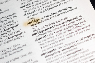 The word or phrase Abridge in a dictionary.