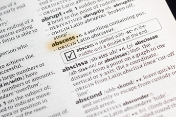 The word or phrase Abscess in a dictionary.