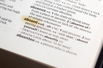 The word or phrase Absent in a dictionary.