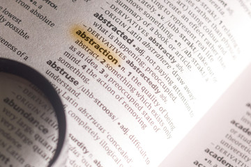 The word or phrase Abstraction in a dictionary.