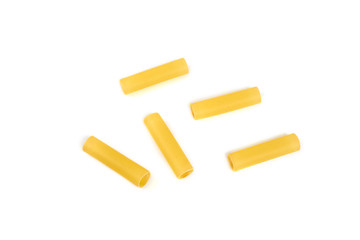 Italian cannelloni pasta tubes isolated over white background.