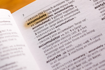 The word or phrase Accumulate in a dictionary.