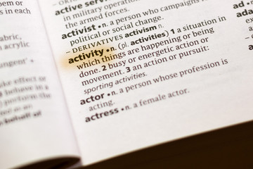 The word or phrase Activity in a dictionary.