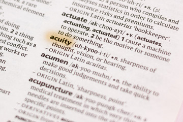 The word or phrase Acuity in a dictionary.