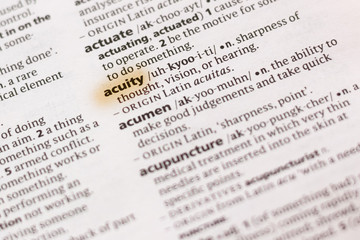 The word or phrase Acuity in a dictionary.