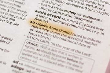 The word or phrase Ad in a dictionary.