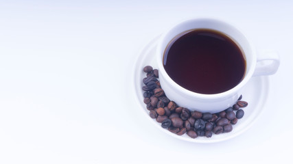Cup of Coffee closeup with selective focus and crop fragment