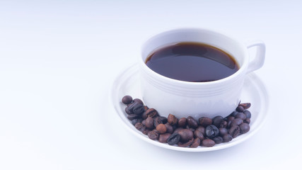 Cup of Coffee closeup with selective focus and crop fragment