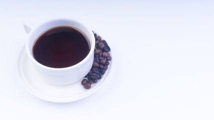 Cup of Coffee closeup with selective focus and crop fragment