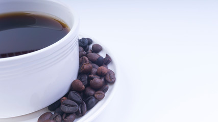 Cup of Coffee closeup with selective focus and crop fragment