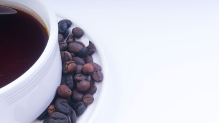 Cup of Coffee closeup with selective focus and crop fragment
