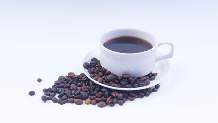 Cup of Coffee closeup with selective focus and crop fragment