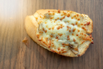 Mushroom Bruschetta with Cheese grilled.