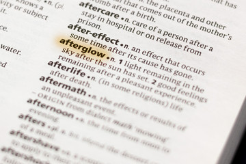Naklejka premium The word or phrase Afterglow in a dictionary.
